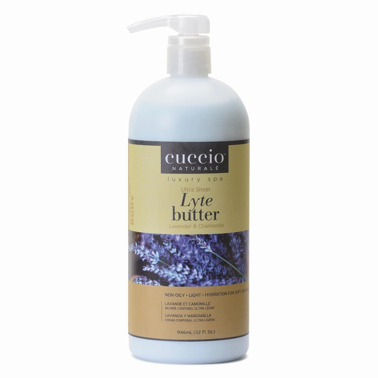 Cuccio Naturale Lyte Ultra-Sheer Body Butter - Replenishing Scented Moisturizer Cream - Deep Hydration To Repair Dry Skin - All Natural, Cruelty-Free Formula - Lavender And Chamomile - 32 Oz