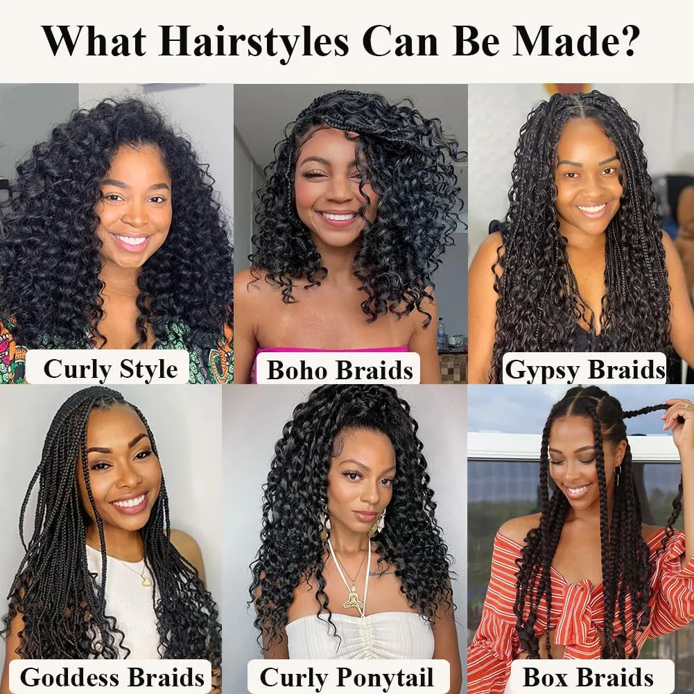 Curly Crochet Hair 18 Inch GoGo Curl Crochet Hair for Women Short Beach Curl Water Wave Crochet Braids for Women 7 Packs Curly Braiding Hair for Boho Braids (18 Inch, 1B)