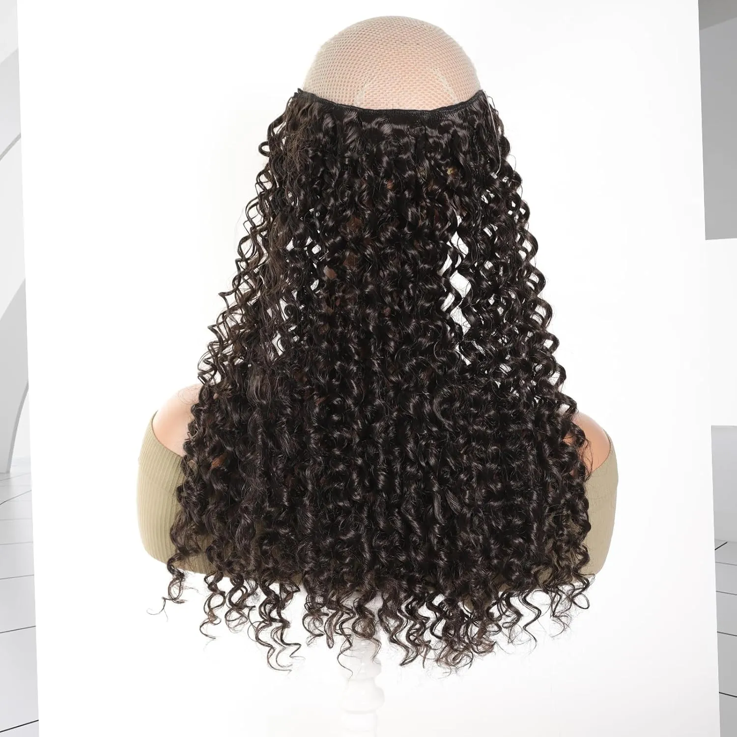 Curly Hair Extensions Invisible Wire Hair Extensions with Transparent Wire Adjustable Size 3 Secure Clips Long deep Secret Synthetic Curly Braiding hair