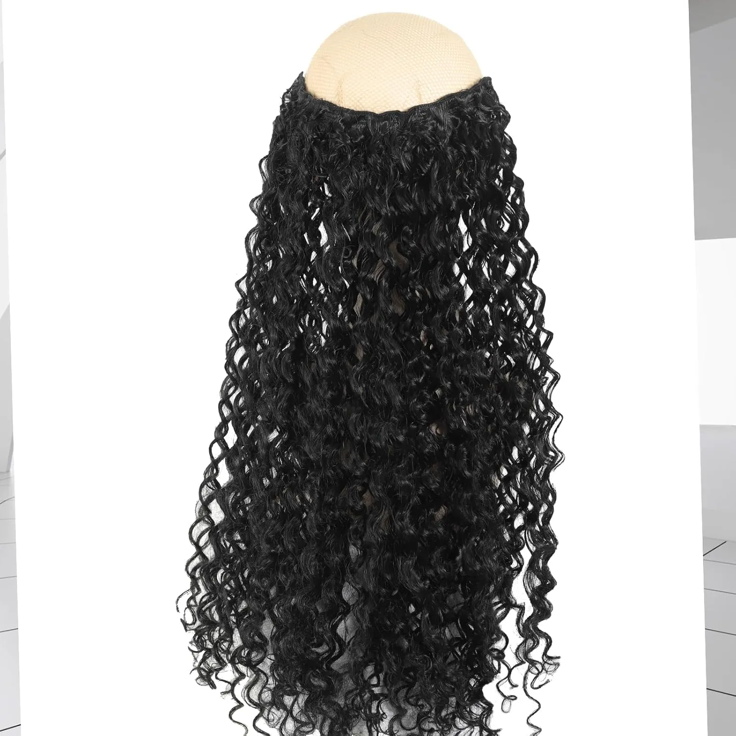 Curly Hair Extensions Invisible Wire Hair Extensions with Transparent Wire Adjustable Size 3 Secure Clips Long deep Secret Synthetic Wave Braiding hair