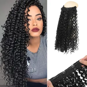 Curly Hair Extensions Invisible Wire Hair Extensions with Transparent Wire Adjustable Size 3 Secure Clips Long deep Secret Synthetic Wave Braiding hair