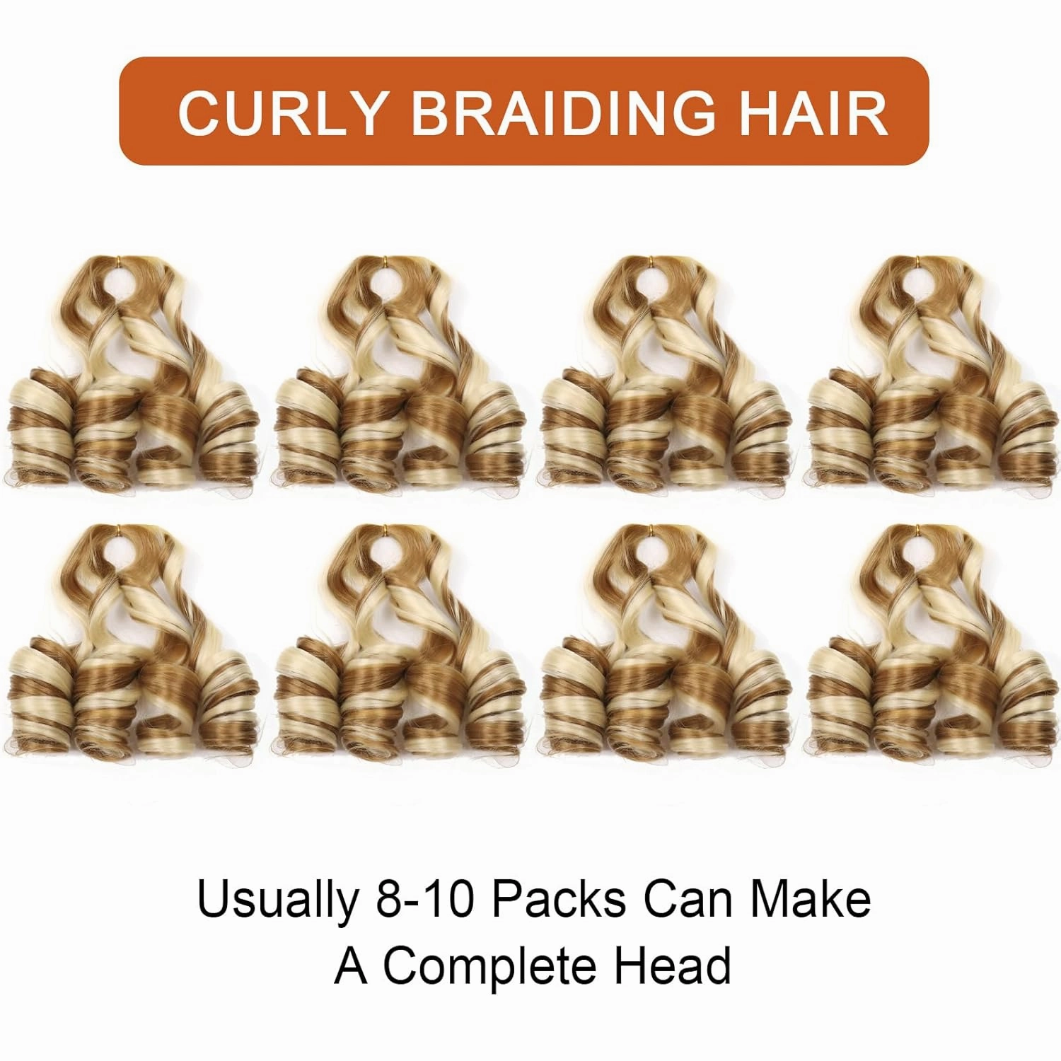 Curly Braiding Hair Pre Stretched 14 Inch 8 Packs French Curl Crochet Braids Wavy Bouncy Braiding for goddess braids Hair french curls Crochet Hair with Curly Ends Synthetic(14 Inch/Pack of 8, 27/613)