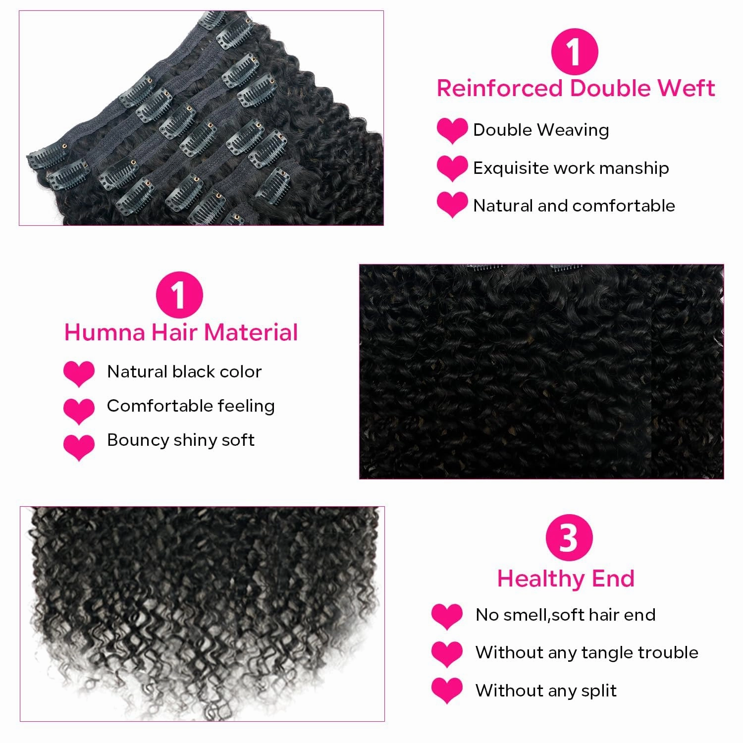 Curly Clip in Hair Extensions for Black Women Brazilian Virgin Human Hair Clip in Extensions Kinky Curly Clip ins Human Hair 8Pcs 120g 16inch Natural Black
