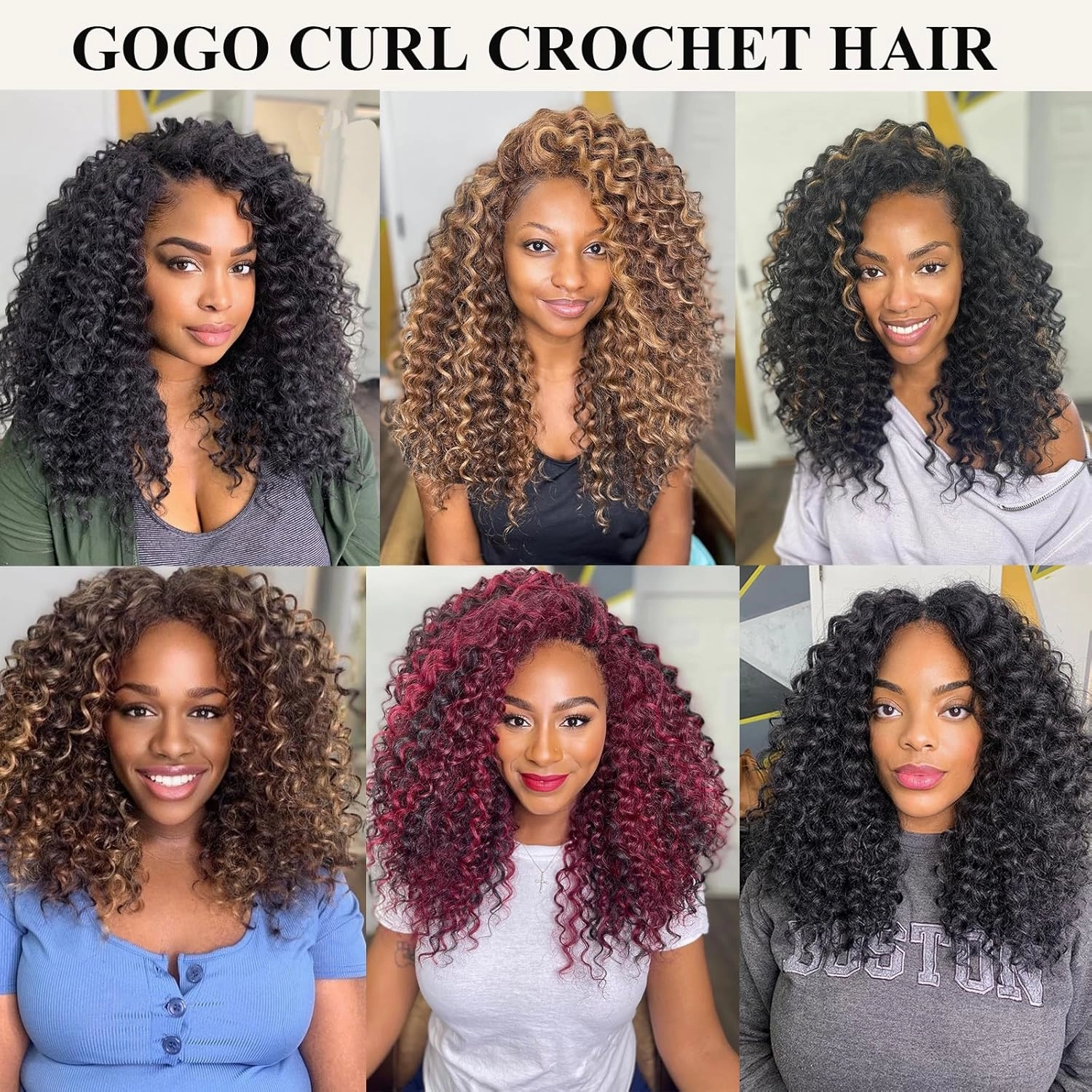 Curly Crochet Hair 14 Inch GoGo Curl Crochet Hair for Women Short Beach Curl Crochet Braids for Women 7 Packs Deep Curly Braiding Hair for Boho Braids (14 Inch, 1B)