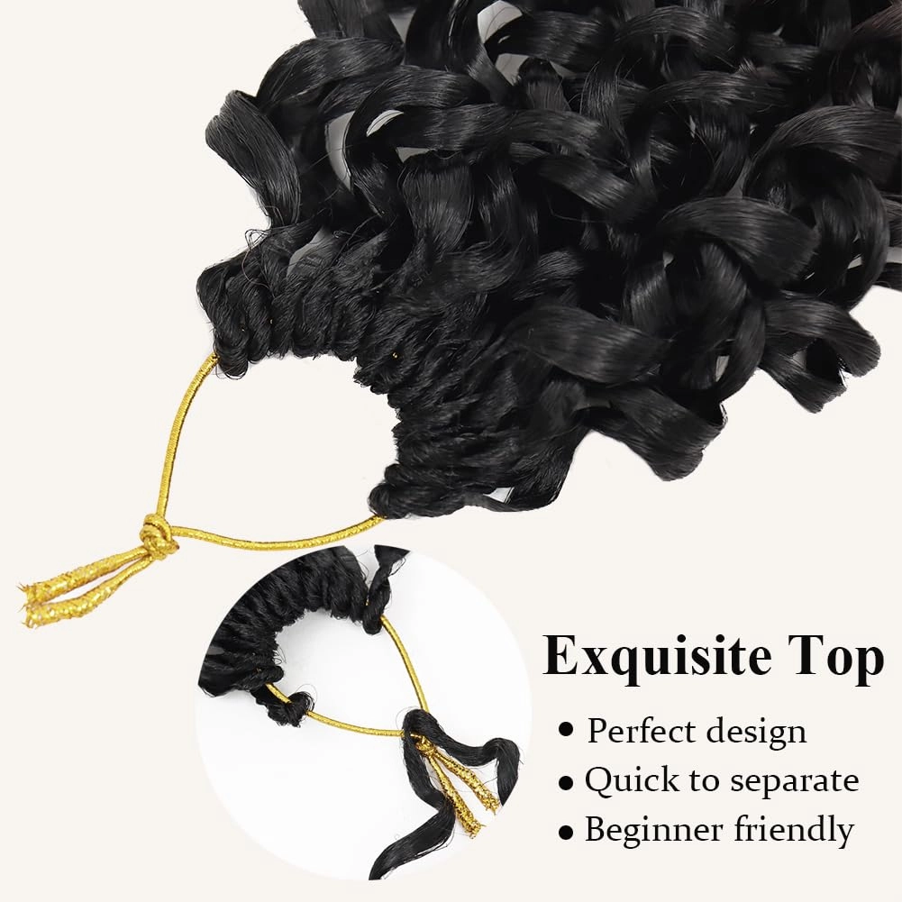 Curly Crochet Hair 14 Inch GoGo Curl Crochet Hair for Women Short Beach Curl Water Wave Crochet Braids for Women 7 Packs Curly Braiding Hair for Boho Braids (14 Inch, 1B/30)