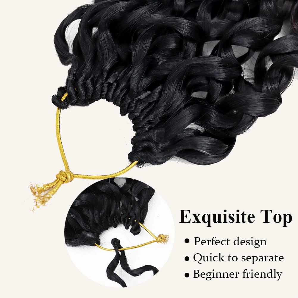 Curly Crochet Hair 14 Inch GoGo Curl Crochet Hair for Women Short Beach Curl Water Wave Crochet Braids for Women 7 Packs Curly Braiding Hair for Boho Braids (14 Inch, 1B/4/30)