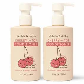 Dabble & Dollop Cherry on Top Conditioner - Natural Shine & Detangler for Kids, 100% USA-made, Paraben & Sulfate Free, Vegan, Gluten-free, Tear-Free (10oz, Pack of 2)