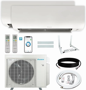 Daikin 18,000 BTU (12K   12K) 21SEER2 2-Zone Mini Split, Air Conditioner Heat Pump R-32 System with Maxwell 15 ft. Installation Kit and Wall Mounting Bracket