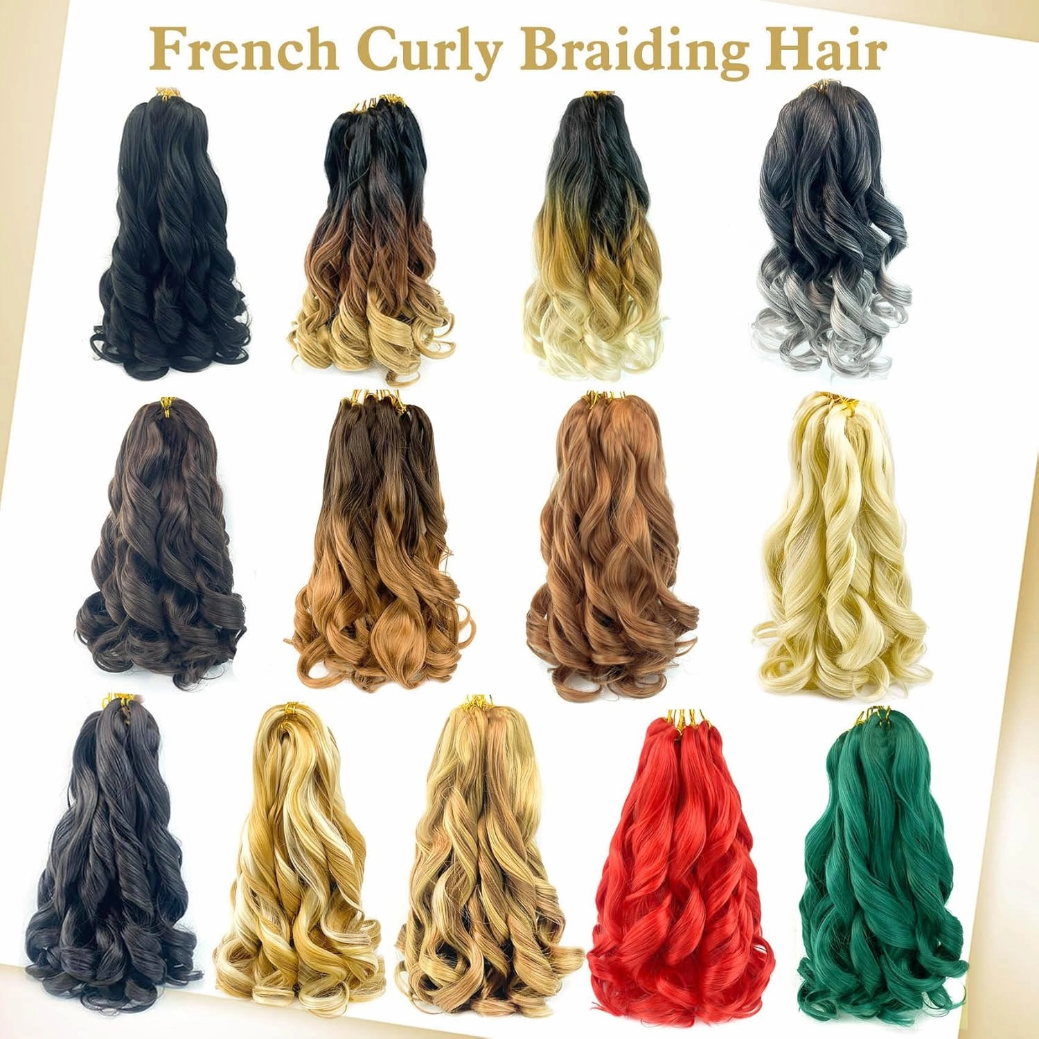 Dark Green French Curl Braiding Hair 8 packs 14 Inch Loose Wave Braiding Hair Pre Stretched Synthetic Hair Extensions for Women and Kids(Dark Green, 8packs)