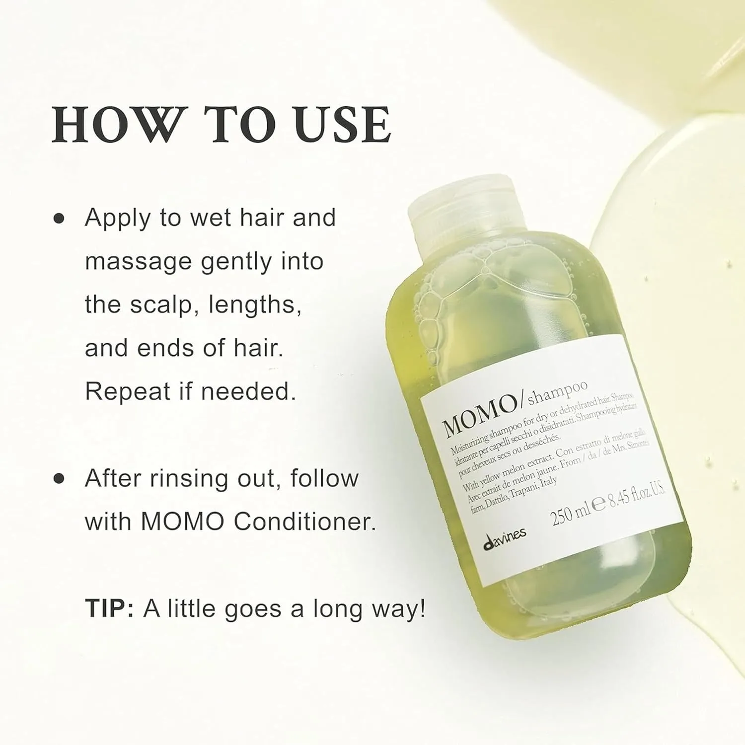 Davines MOMO Moisturizing Shampoo & Conditioner for Dry, Dehydrated Hair, Add Softness & Shine, Detangling Formula