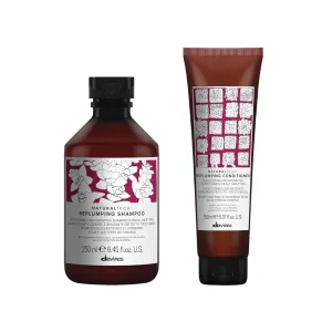Davines Naturaltech REPLUMPING Shampoo & Conditioner, Gentle Cleasning To Add Hydration, Elasticity And Protection, Adds Fullness, Moisturizing & Detangling