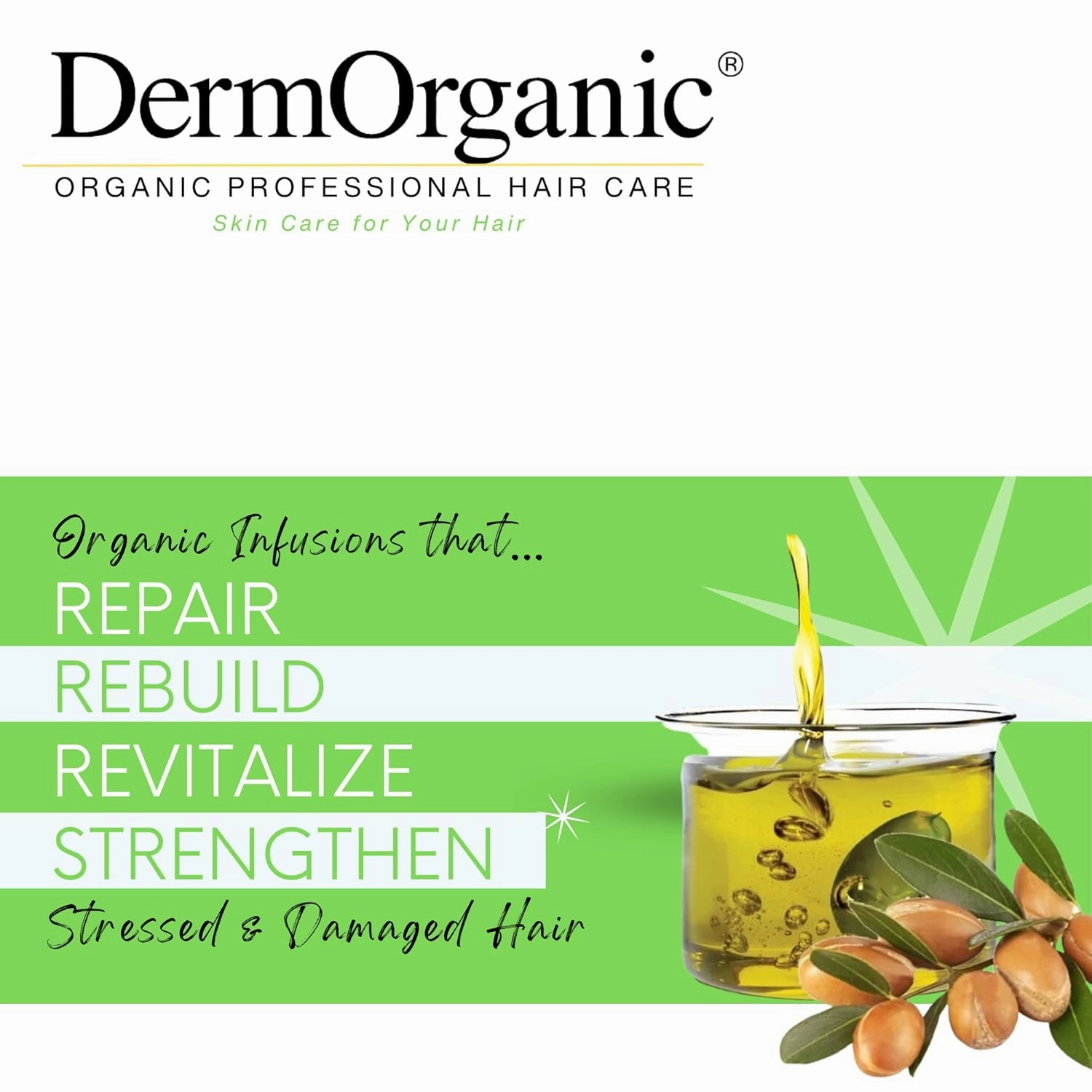 DermOrganic Argan Oil Daily Hydrating Shampoo plus Conditioner – Sulfate-Free & Color Safe, 33.8 oz