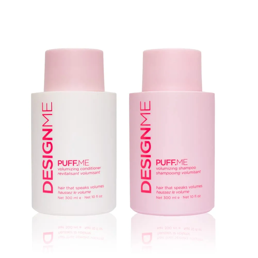 Design.Me PUFF.ME Hair Volume Shampoo and Conditioner Bundle | Paraben & Sulfate Free Shampoo & Color Conditioner Enriched with Sunflower Seed Oil | Color-Safe Hair Volumizer Set, (10 Fl Oz Each)