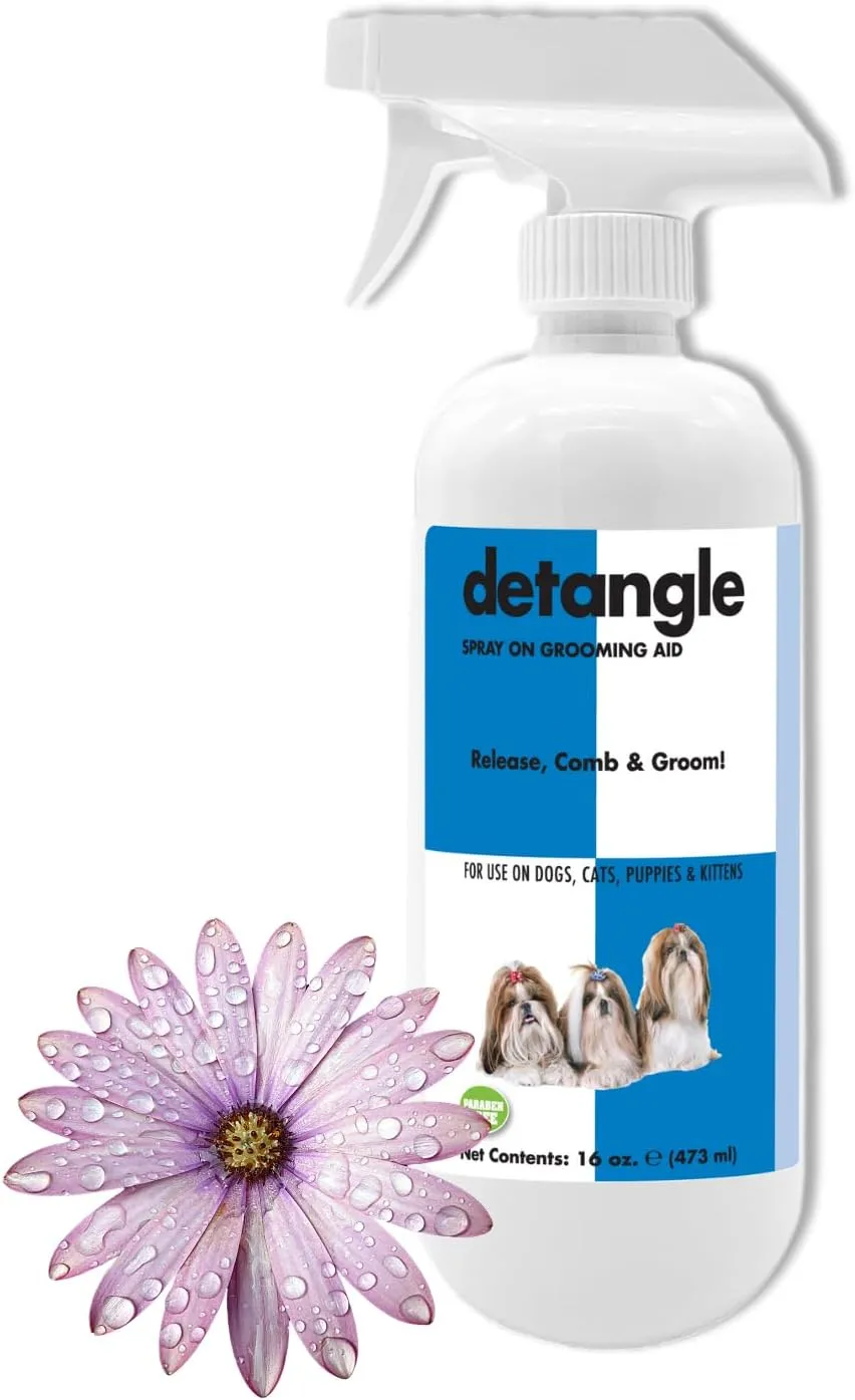 Detangle Pet Spray for Dogs, Cats, Puppies and Kittens 16 oz. | Leave-in Conditioner | Dog and Cat Detangling & Dematting Spray | Tangle Remover | Paraben-Free | Made in The USA
