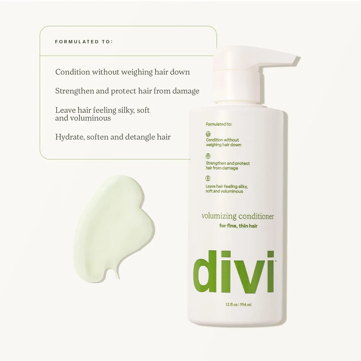 Divi Volumizing Conditioner for Women and Men - Lightweight Volume Conditioner for Fine Hair - Designed to Strengthen and Protect the Hair from Damage, 12 Fl Oz.