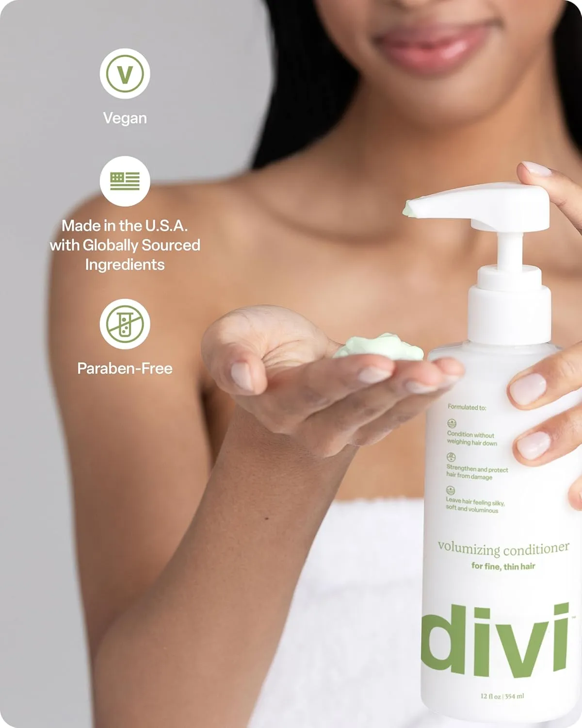 Divi Volumizing Conditioner for Women and Men - Lightweight Volume Conditioner for Fine Hair - Designed to Strengthen and Protect the Hair from Damage, 12 Fl Oz.