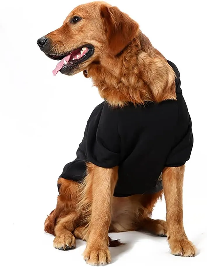Dog Hoodie, Comfortable, Soft and Breathable Fashion Dog Sweatshirt, Trendy Pet Clothes Face, for Small, Medium and Large Dogs (Black, 5X-Large(Chest: 34'', Back: 29''))