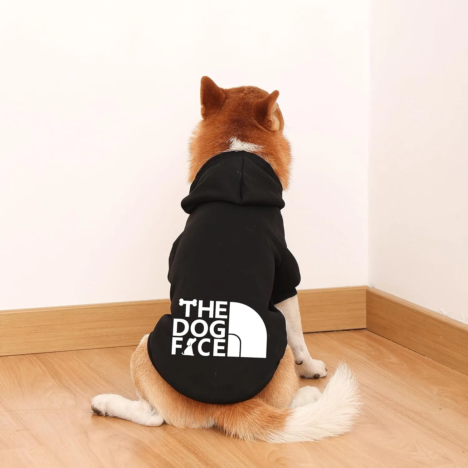 Dog Hoodie, Comfortable, Soft and Breathable Fashion Dog Sweatshirt, Trendy Pet Clothes Face, for Small, Medium and Large Dogs (Black, 5X-Large(Chest: 34'', Back: 29''))