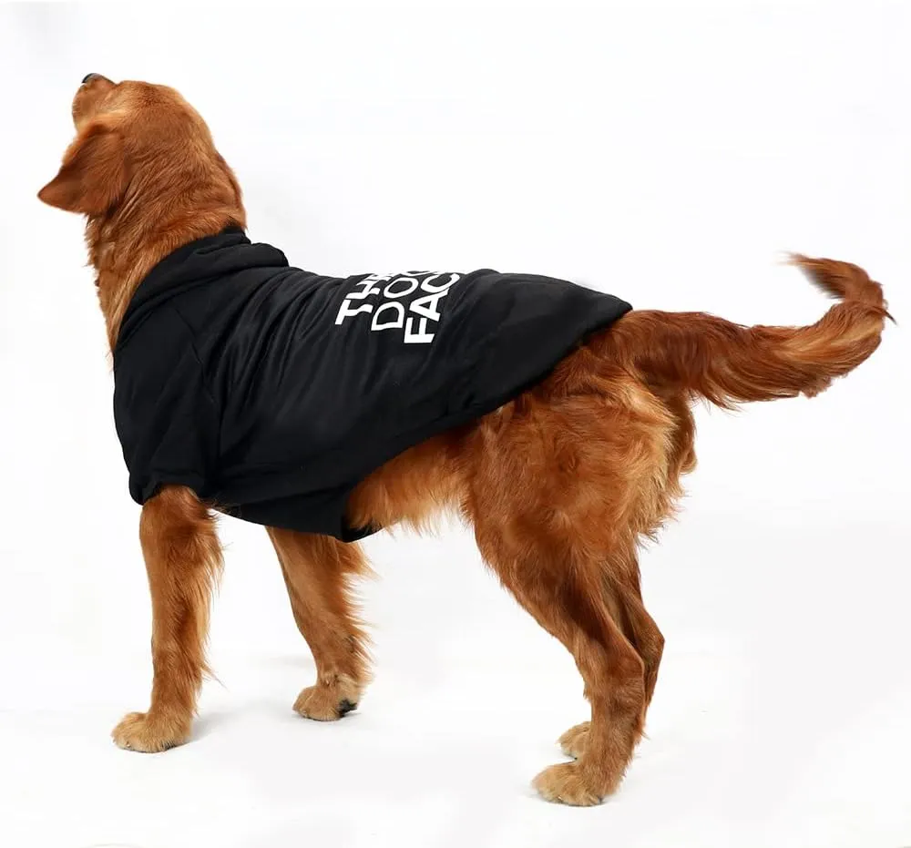 Dog Hoodie, Comfortable, Soft and Breathable Fashion Dog Sweatshirt, Trendy Pet Clothes Face, for Small, Medium and Large Dogs (Black, 5X-Large(Chest: 34'', Back: 29''))