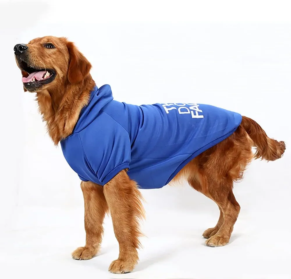 Dog Hoodie, Comfortable, Soft and Breathable Fashion Dog Sweatshirt, Trendy Pet Clothes Face, for Small, Medium and Large Dogs (Blue, 5X-Large(Chest: 34'', Back: 29''))…