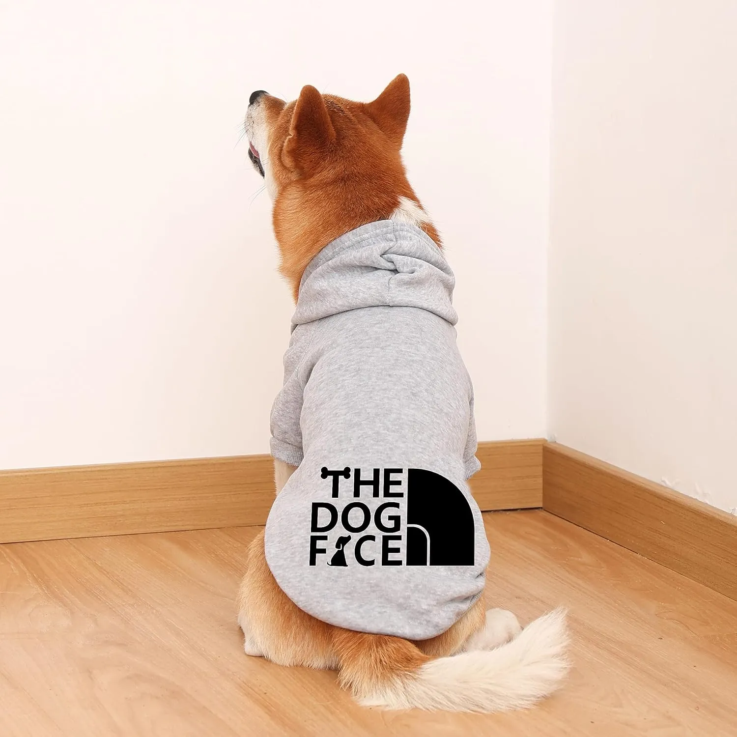 Dog Hoodie, Comfortable, Soft and Breathable Fashion Dog Sweatshirt, Trendy Pet Clothes Face, for Small, Medium and Large Dogs (Grey, 5X-Large(Chest: 34'', Back: 29''))