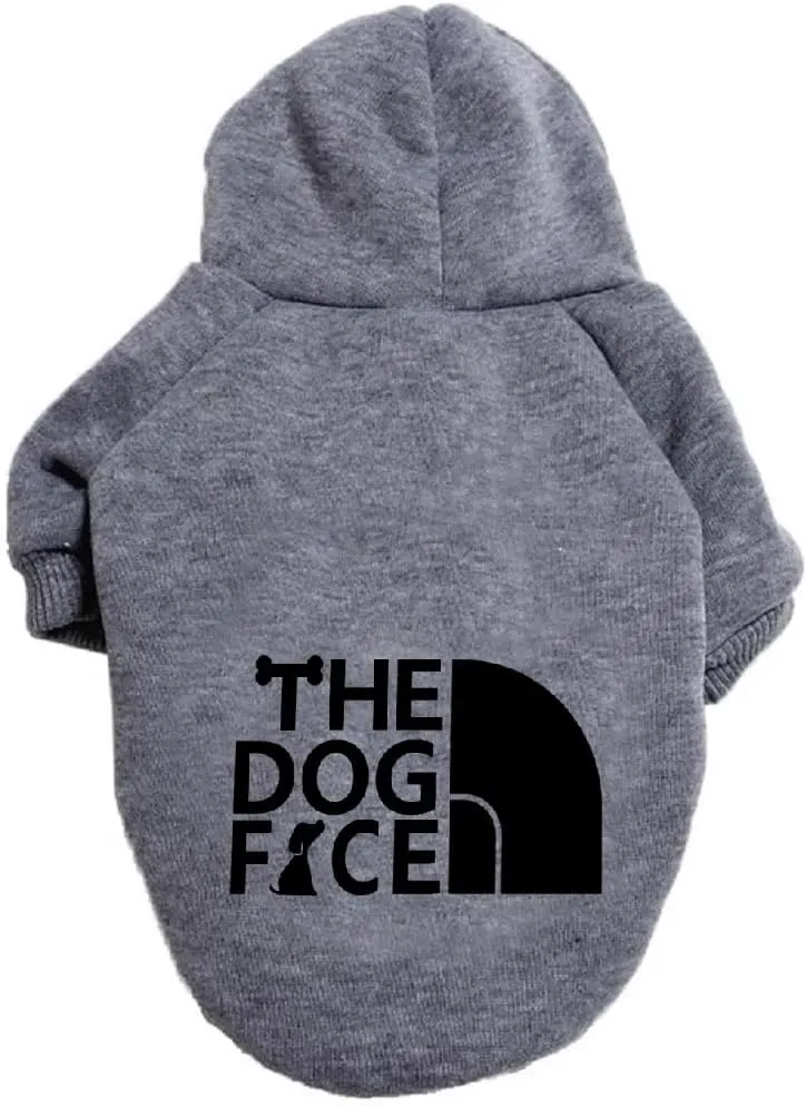 Dog Hoodie, Comfortable, Soft and Breathable Fashion Dog Sweatshirt, Trendy Pet Clothes Face, for Small, Medium and Large Dogs (Grey, 5X-Large(Chest: 34'', Back: 29''))