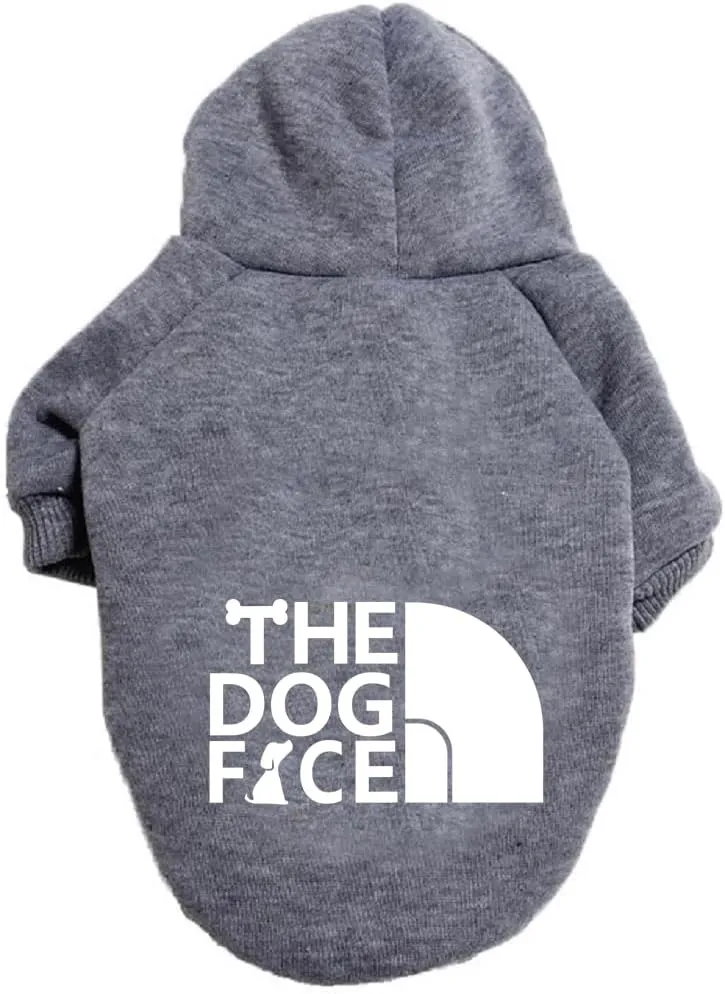 Dog Hoodie, Comfortable, Soft and Breathable Fashion Dog Sweatshirt, Trendy Pet Clothes Face, for Small, Medium and Large Dogs (Light Gray, 5X-Large(Chest: 34'', Back: 29''))