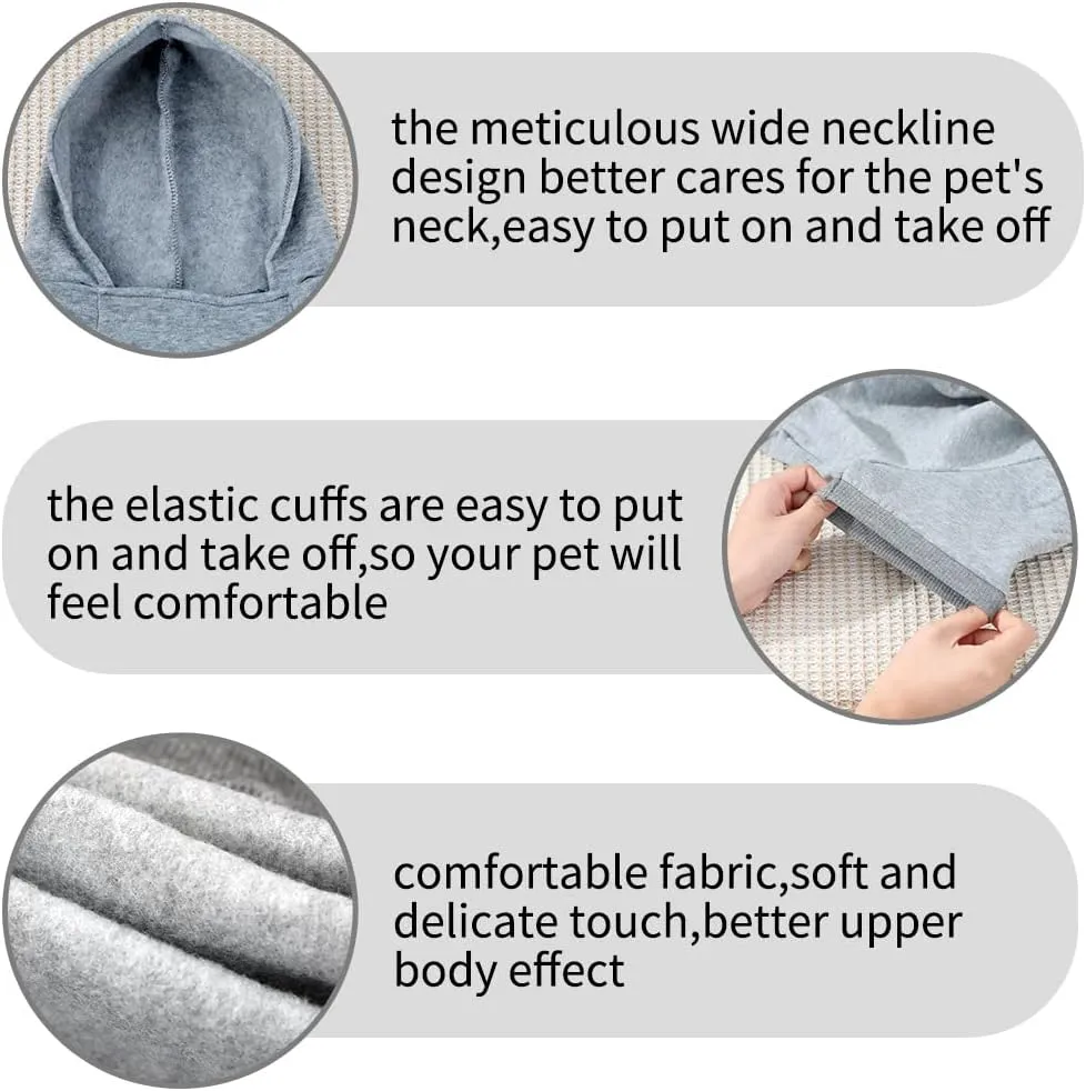 Dog Hoodie, Comfortable, Soft and Breathable Fashion Dog Sweatshirt, Trendy Pet Clothes Face, for Small, Medium and Large Dogs (Light Gray, 5X-Large(Chest: 34'', Back: 29''))