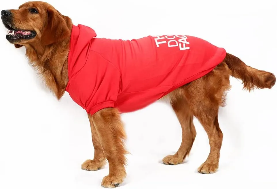 Dog Hoodie, Comfortable, Soft and Breathable Fashion Dog Sweatshirt, Trendy Pet Clothes Face, for Small, Medium and Large Dogs (Red, 5X-Large(Chest: 34'', Back: 29''))