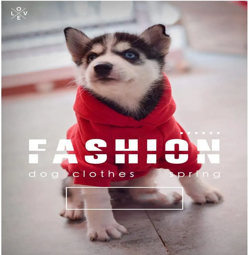 Dog Hoodie, Comfortable, Soft and Breathable Fashion Dog Sweatshirt, Trendy Pet Clothes Face, for Small, Medium and Large Dogs (Red, 5X-Large(Chest: 34'', Back: 29''))