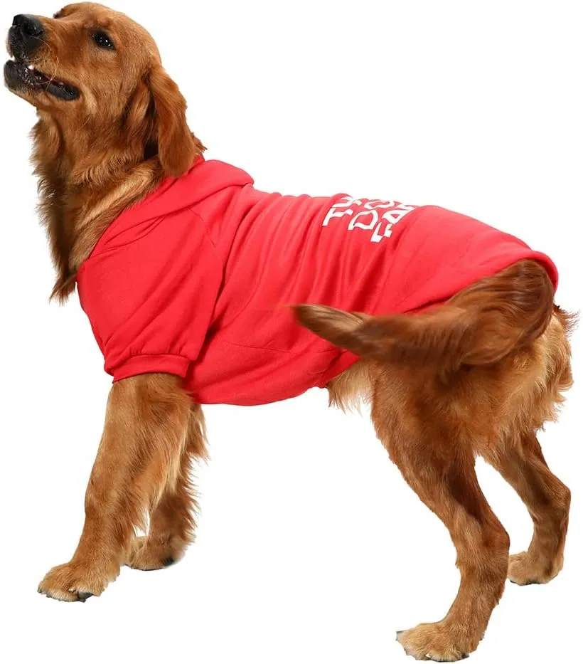 Dog Hoodie, Comfortable, Soft and Breathable Fashion Dog Sweatshirt, Trendy Pet Clothes Face, for Small, Medium and Large Dogs (Red, 5X-Large(Chest: 34'', Back: 29''))