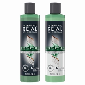 DOVE MEN   CARE Real Bio-Mimetic Care Shampoo & Conditioner Reconstruct 2 Count For Damaged Hair Sulfate Free Shampoo & Silicone-Free Conditioner with Coco Fatty Acid   Vegan Keratin 10 Oz