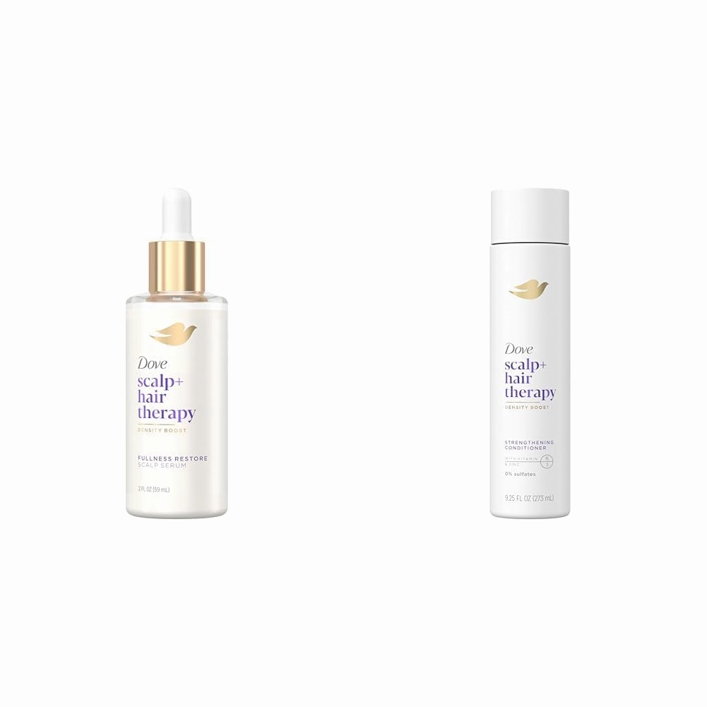 Dove Scalp   Hair Therapy Density Boost 2 FL OZ Scalp Serum   9.25 FL OZ Strengthening Conditioner for Thicker, Stronger Hair