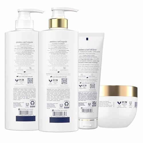 Dove Shampoo, Conditioner, & Mask Amino Curl Regimen Pack 4 Pk for Curly, Coily Hair with Bio-Protein Care Technology   Amino & Jojoba Oil