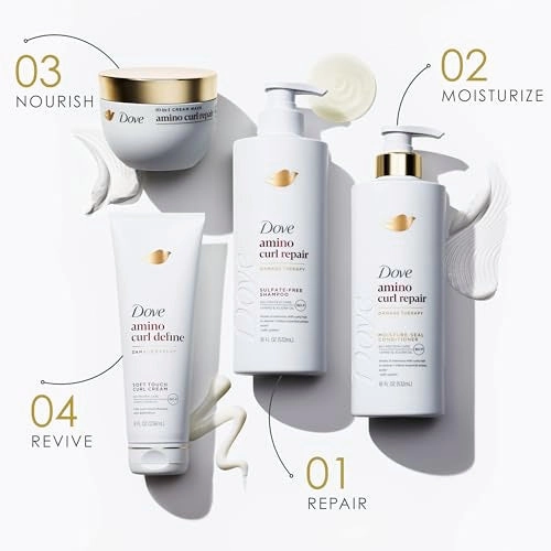 Dove Shampoo, Conditioner, & Mask Amino Curl Regimen Pack 4 Pk for Curly, Coily Hair with Bio-Protein Care Technology   Amino & Jojoba Oil