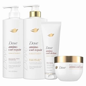 Dove Shampoo, Conditioner, & Mask Amino Curl Regimen Pack 4 Pk for Curly, Coily Hair with Bio-Protein Care Technology   Amino & Jojoba Oil