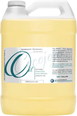 Dr Joe Lab Apricot Kernel Seed Oil Carrier Bulk, 1 Gallon 128 oz Pure Natural Cold Pressed Unrefined with Distinct, Sharp Smell. for Hair Skin Body Nail and Beard
