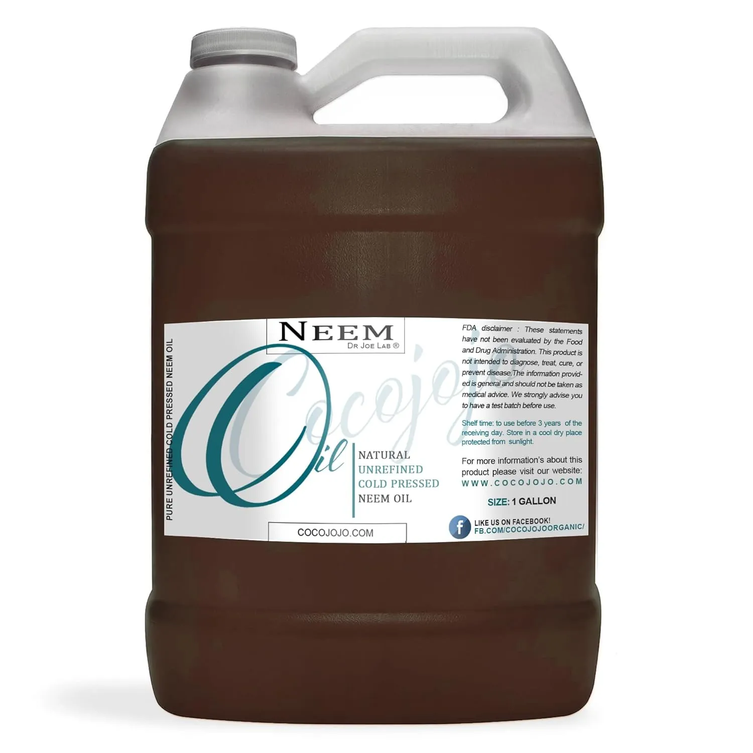 Dr Joe Lab Neem Oil 128 oz Pure Natural Cold Pressed Unrefined Extra Virgin 1 Gallon - for Hair Skin Body Nail and Beard - Moisturizes, Soothes, Hydrates, & Nourishes