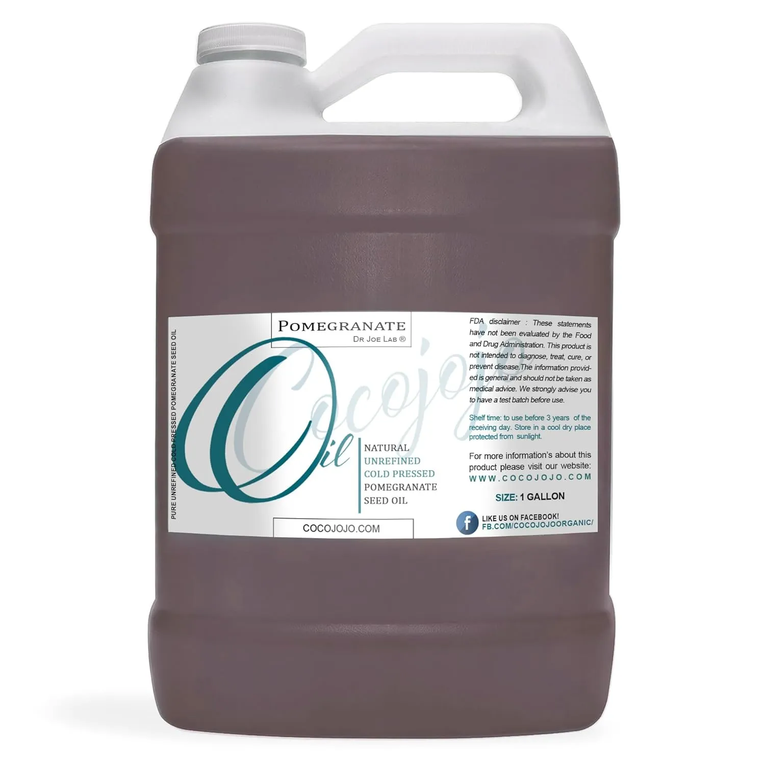 Dr Joe Lab Pomegranate Seed Oil 128 oz Pure Natural Cold Pressed Unrefined Extra Virgin 1 Gallon - for Hair Skin Body Nail and Beard - Moisturizes, Soothes, Hydrates, & Nourishes