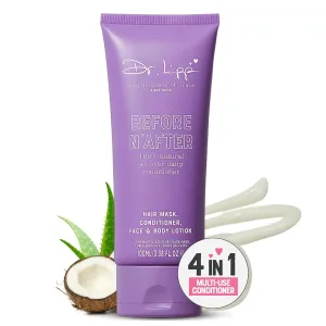DR. LIPP Before N' After 100ml – 4-in-ONE Moisturizing Body Lotion, Face Lotion, Hair Conditioner & Mask – 100% Natural Aloe Vera & Coconut Oil – Travel Size, Non-Greasy, Vegetarian & Fragrance Free