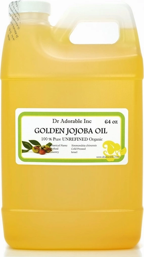 Dr Adorable - 64 oz - Jojoba Oil Golden - 100% Pure Natural Unrefined Organic Cold Pressed