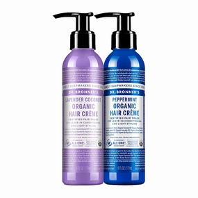 Dr. Bronner’s Organic Hair Crème Leave-In Conditioner Styling Cream Anti Frizz Hair Product for Women & Men Hair Cream USDA Organic, Cruelty Free, Lavender Coconut & Peppermint - 6oz 2 Pack