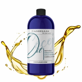 Dr Joe Lab Japanese Camellia Seed Oil - Pure, Unrefined, Cold Pressed, Non-GMO Bulk Carrier - 32 oz - for Skin, Hair, Nails, Body, Facial Hair - Hydrating Moisturizing Vegan - Packaging May Vary