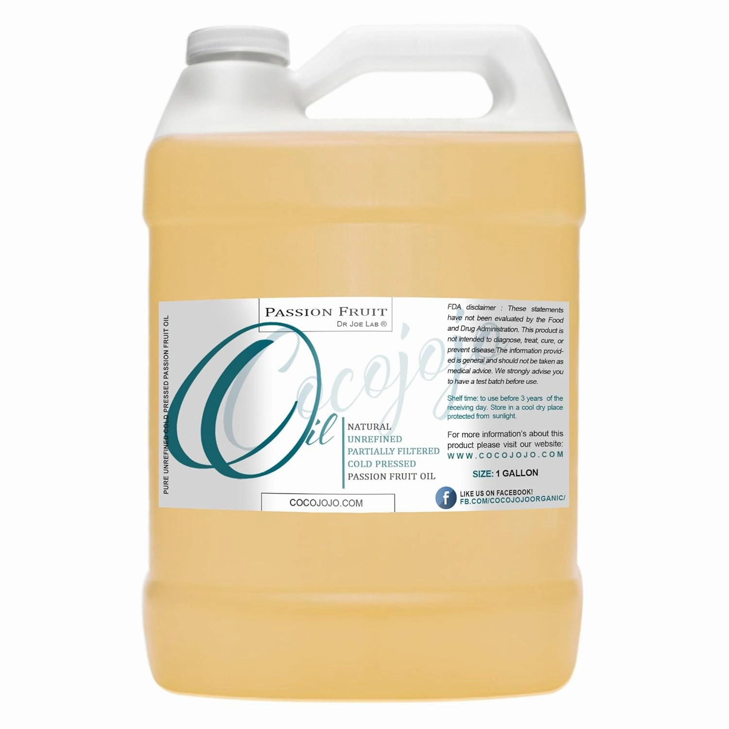 Dr Joe Lab Passion Fruit Oil 128 oz Pure Natural Cold Pressed Unrefined Extra Virgin Partially Filtered Maracuja Oil 1 Gallon - Moisturizes & Nourishes Hair Skin Body Nail and Beard