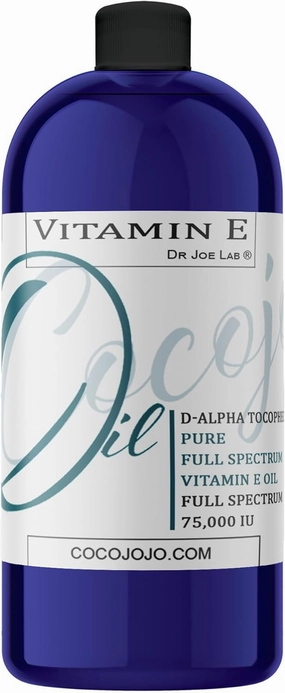 Dr Joe Lab Vitamin E Oil Full Spectrum for Skin, Hair, Face, Liquid Vitamin E Body Oil 75,000 IU, Pure Natural Cold Pressed, Moisturizes & Nourishes, Non GMO - 32 Oz