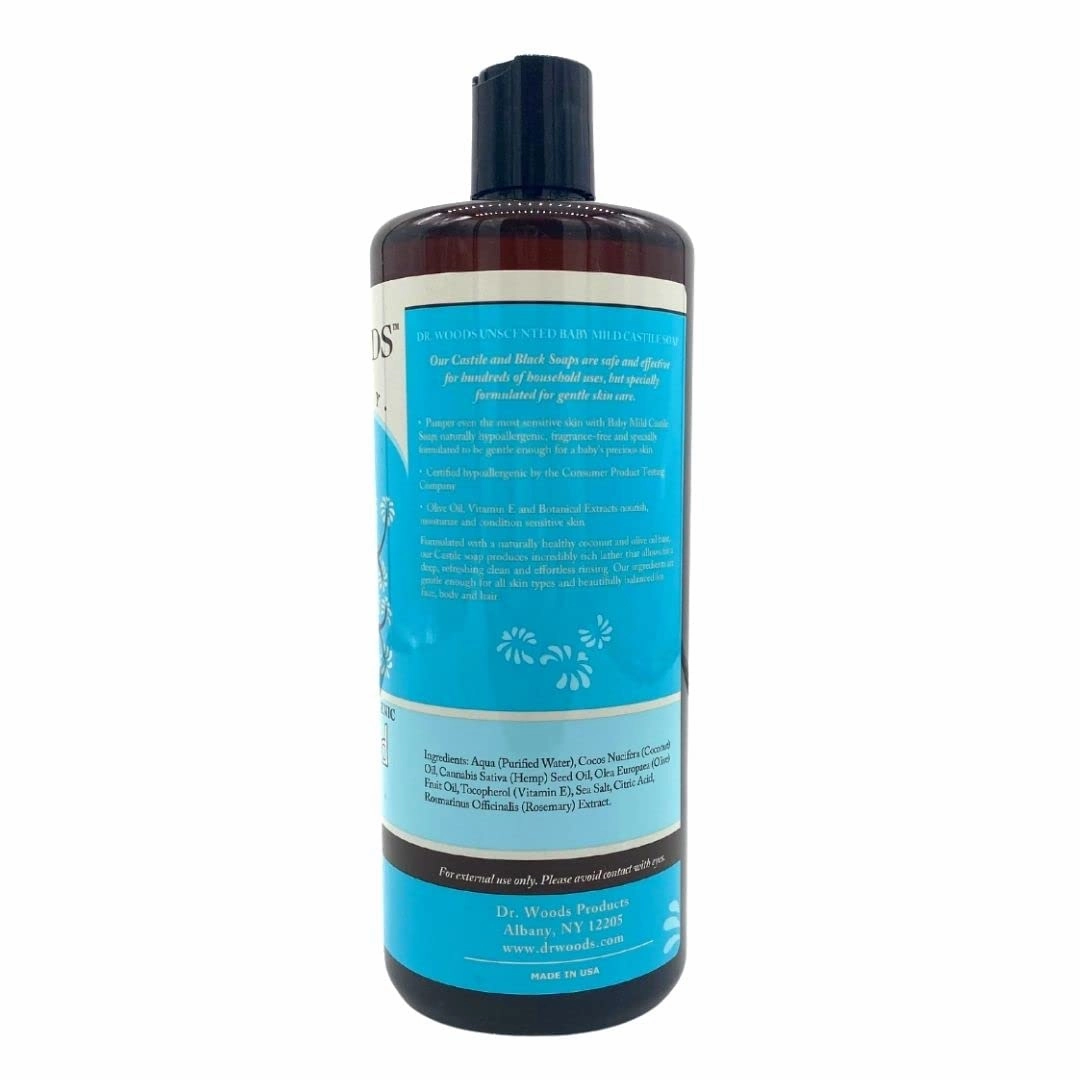 Dr. Woods Unscented Baby Mild Castile Soap, 32 Ounce