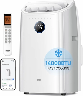 Dreo Portable Air Conditioners, 14000 BTU AC Unit for Bedroom with Drainage-free Cooling, 3-in-1 with Fan & Dehumidifier, Touch/APP/Voice/Remote, 24h Timer, Smart Floor AC for Room Indoors, AC516S