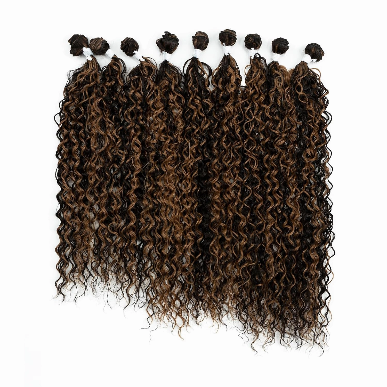 DÉBUT Water Wave 9 Bundles Synthetic Hair Weave Curly Hair High Temperature Fiber Bio Protein Hair 9pcs 22 24 26 Inch 320g for Full Head Highlight Brown with Blonde