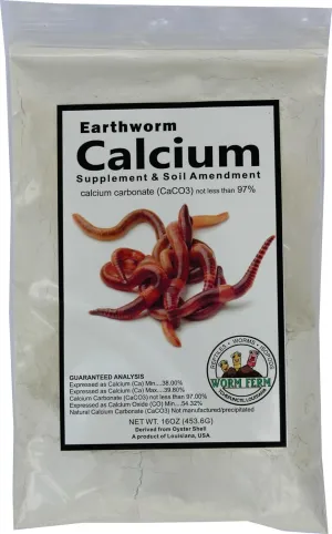 Earthworm Calcium Carbonate (CaCO3) 1lb All Natural Not Less Than 97% Calcium Carbonate (CaCO3)
