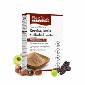 Elecious-Pure Amla, Reetha, Shikakai Powder for Hair | Natural Hair Cleanser | 100% Natural, No Chemical or Preservative | SLS, Paraben-Free | Prevents Hairfall & Dandruff, Boost Hair growth